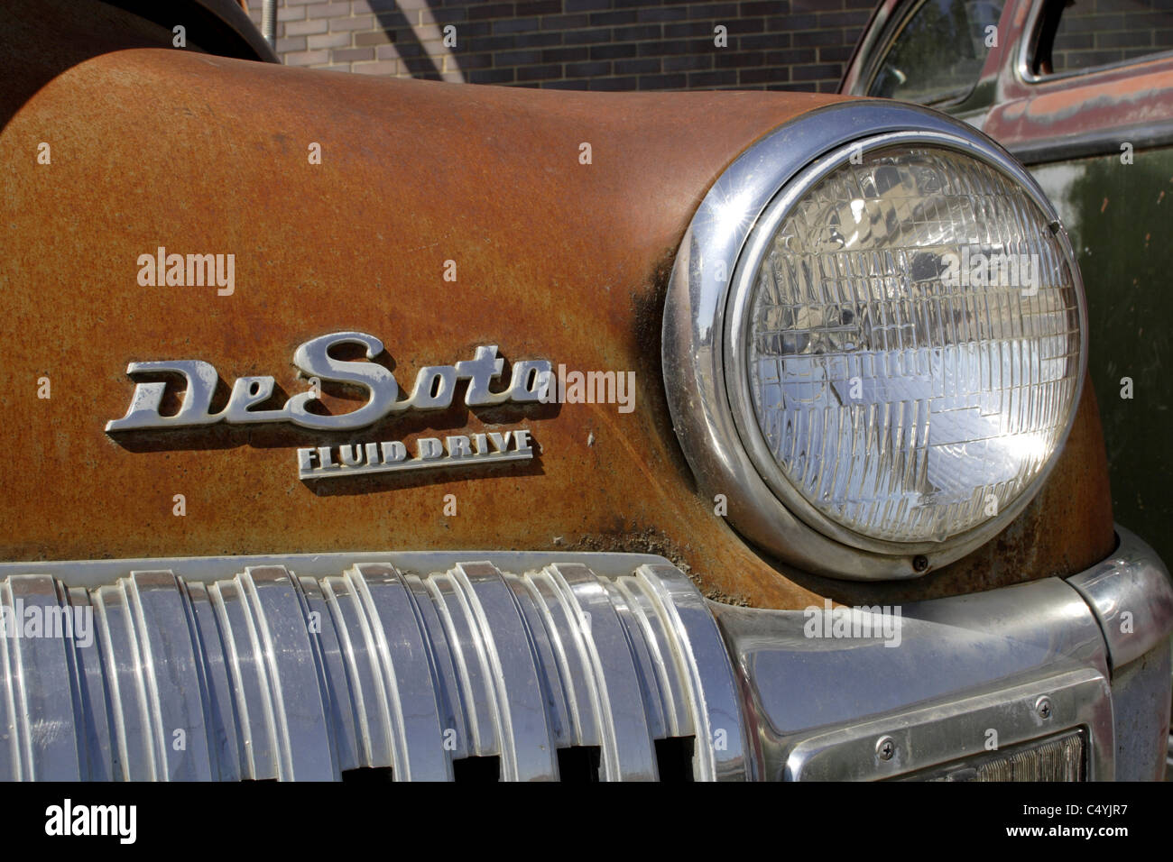 Grill und Scheinwerfer eines Automobils DeSoto. Stockfoto