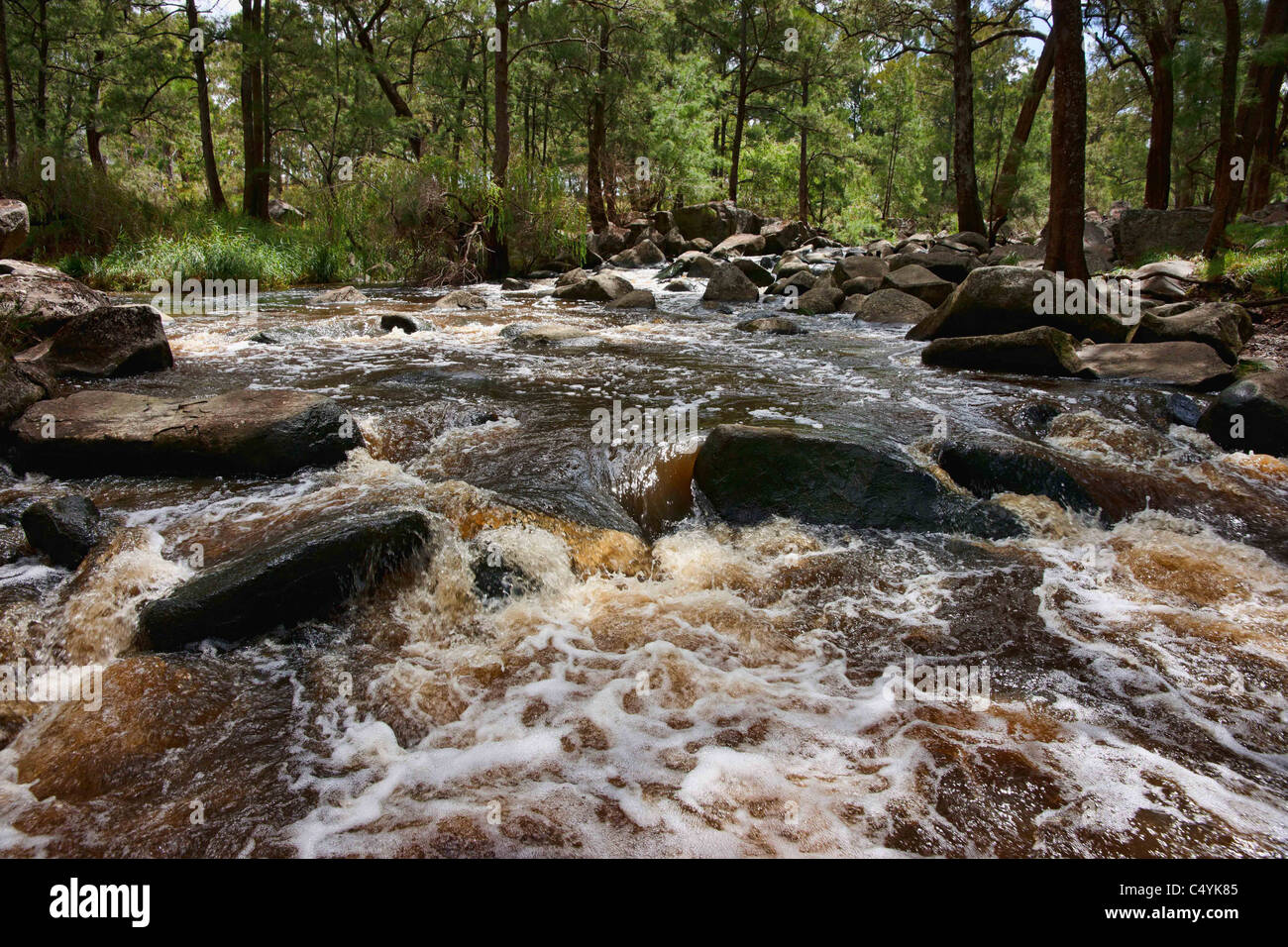 Bild der rauschenden Wasser im Fluss oder Bach Stockfoto