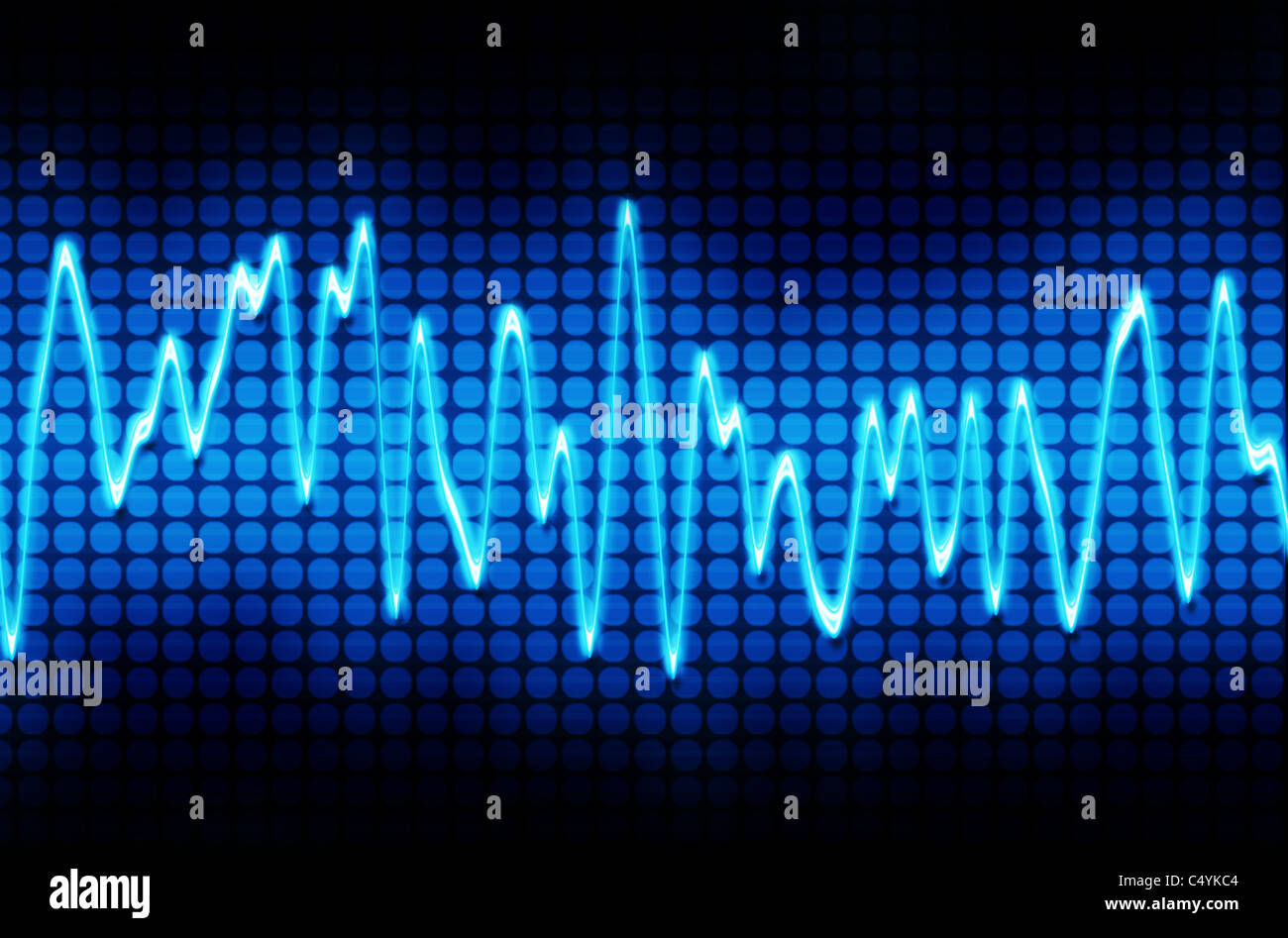 blaue elektronische Sound- oder Audio-Sinuswelle Stockfoto