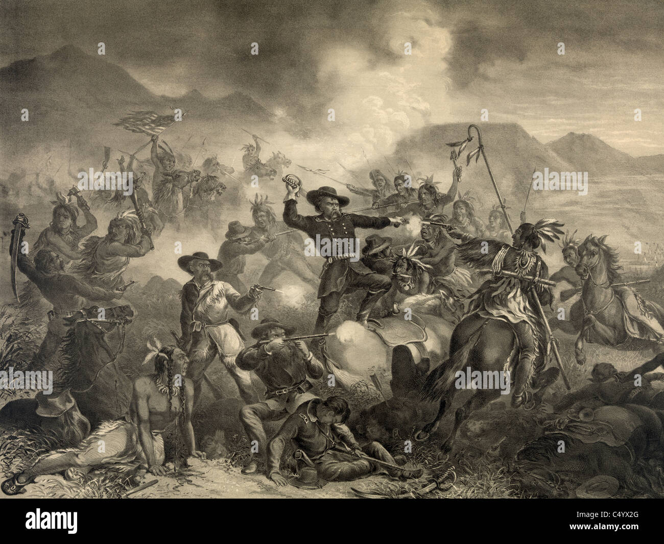 Der Tod von General Custer in der Schlacht von Little Big Horn. Custer's Last Stand. Stockfoto