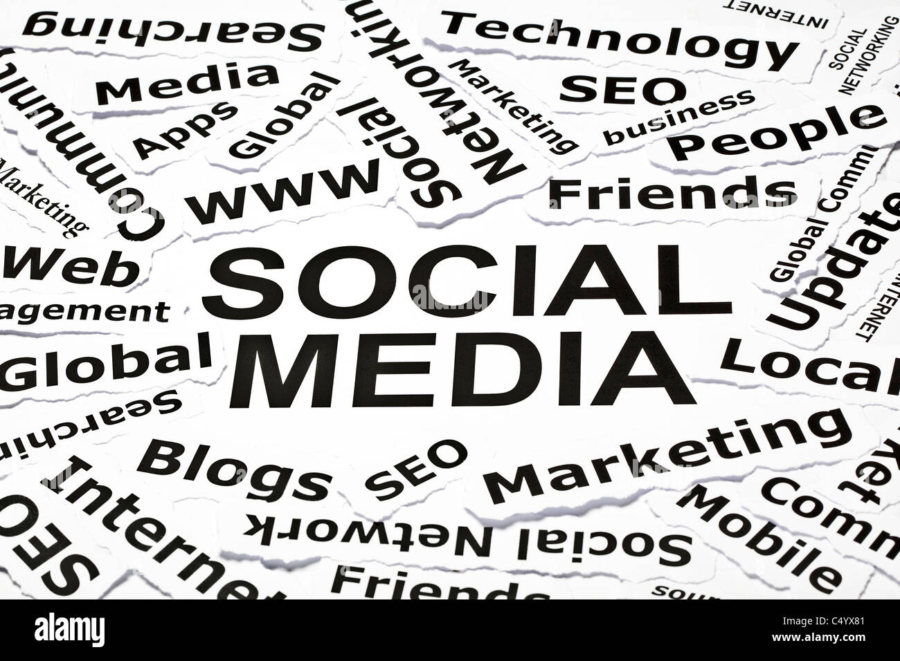 "Social Media" Konzept miteinander verwandte Wörter Stockfoto