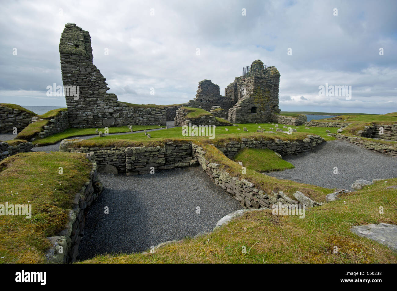 Nordische Siedlung Wohnung im Jarlshof Siedlung, südlichen Festland, Shetland, Schottland. SCO 7387 Stockfoto