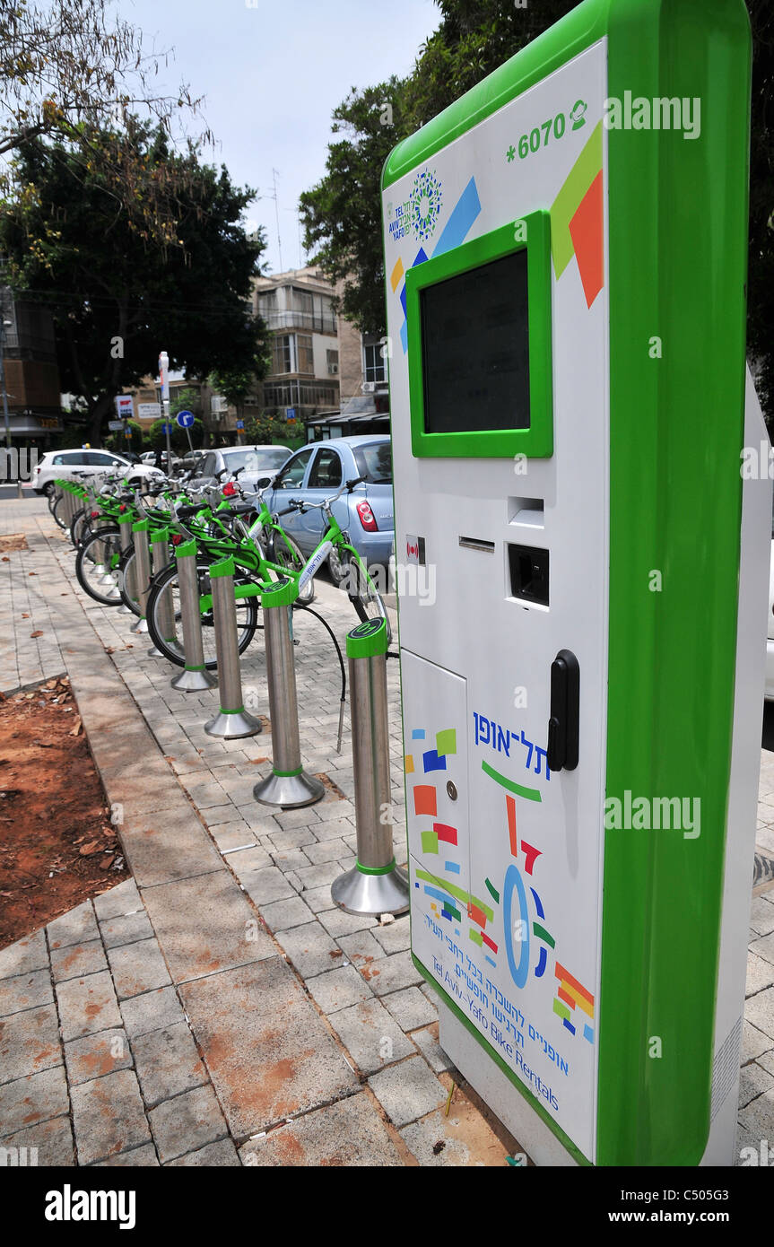 Israel, Tel Aviv, städtische Fahrradverleih jetzt verfügbar für alle Bewohner und Besucher Stockfoto