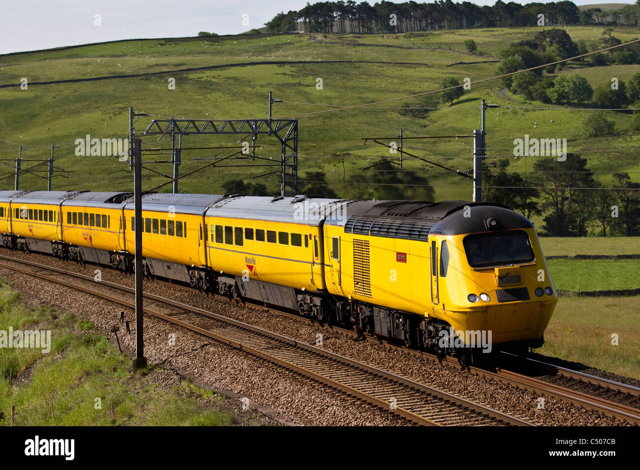 John Arnott Train   Network Rail neue NMT Ingenieure testen und Messung Zug HST West Coast Line, Shap, Cumbria, UK Stockfoto