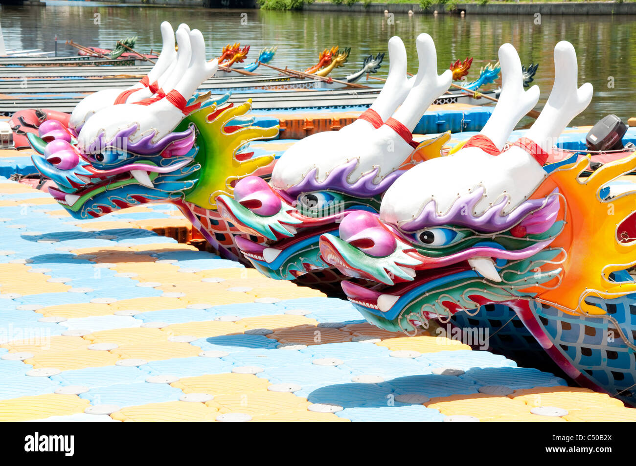 Chinesische Drachen Boot Kopf Stockfoto
