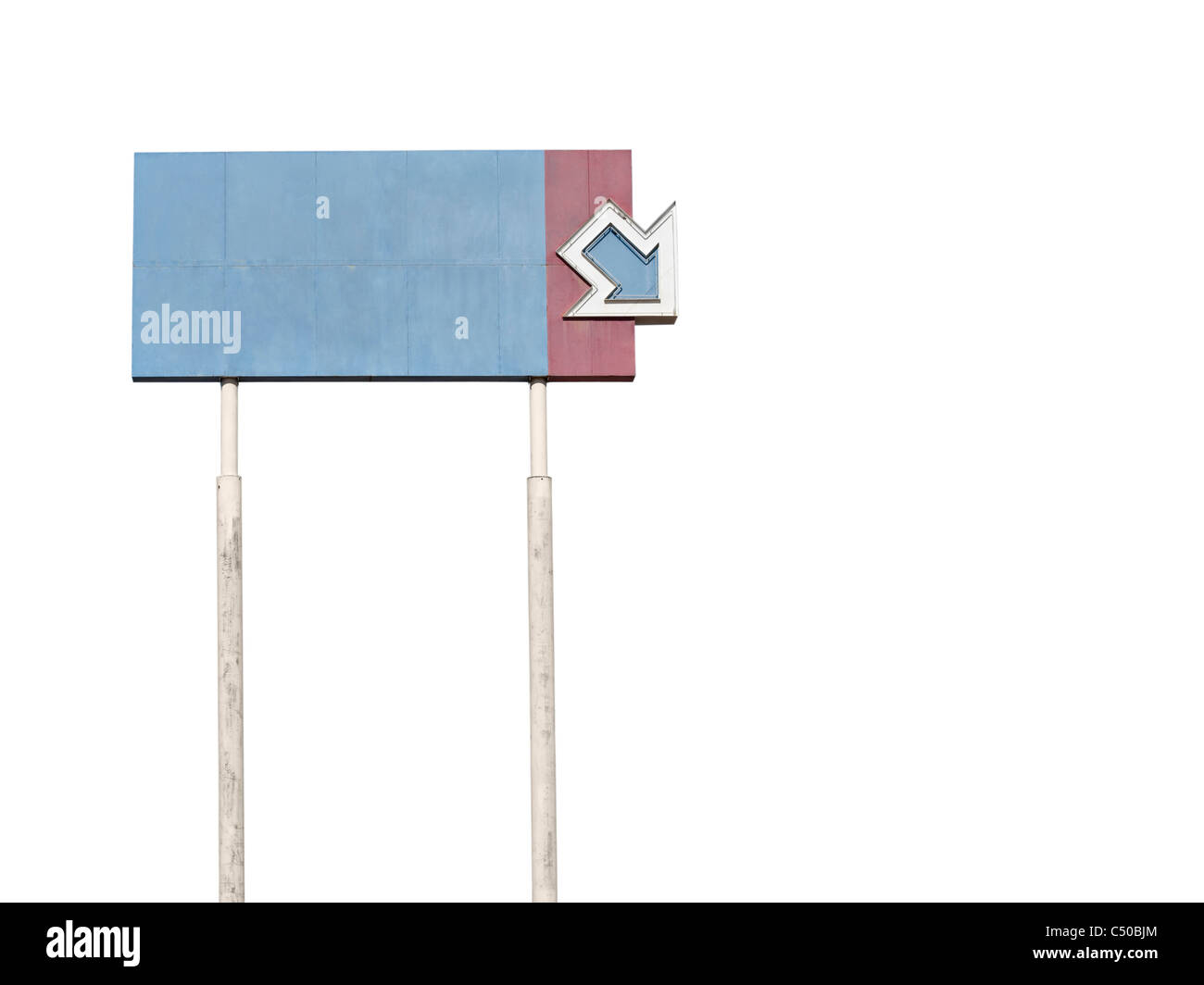 Verblasst, verlassenen, hoch aufragenden, leere Pfeil-Symbol. Stockfoto