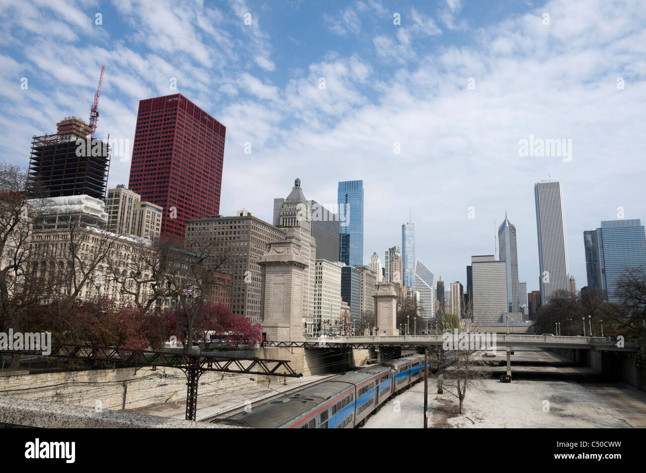 Chicago mit Zug Stockfoto