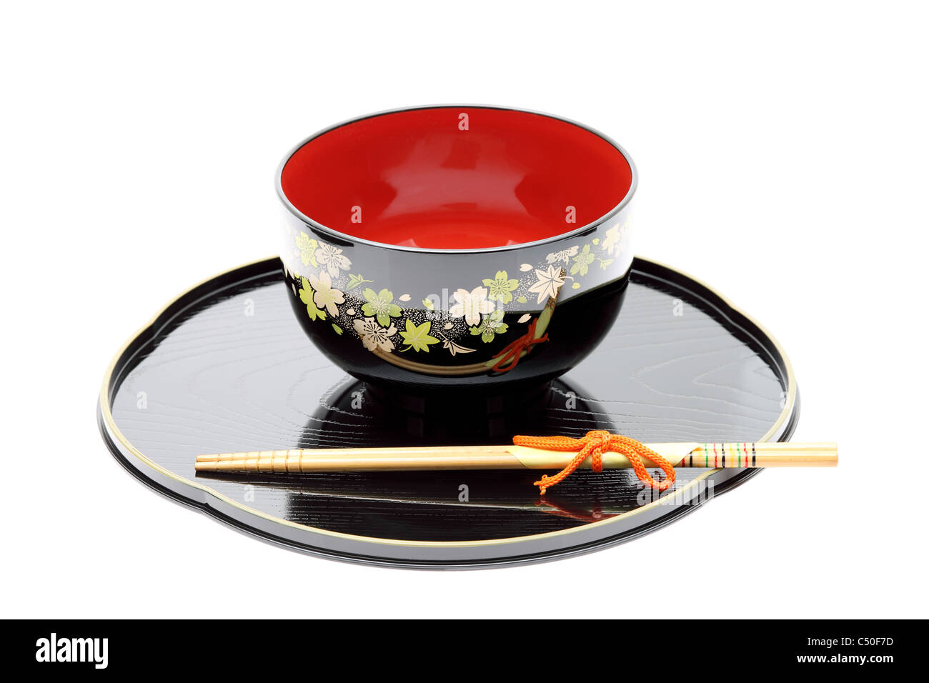 Traditionelle Geschirr aus Japan, Stäbchen und Schüssel Stockfoto
