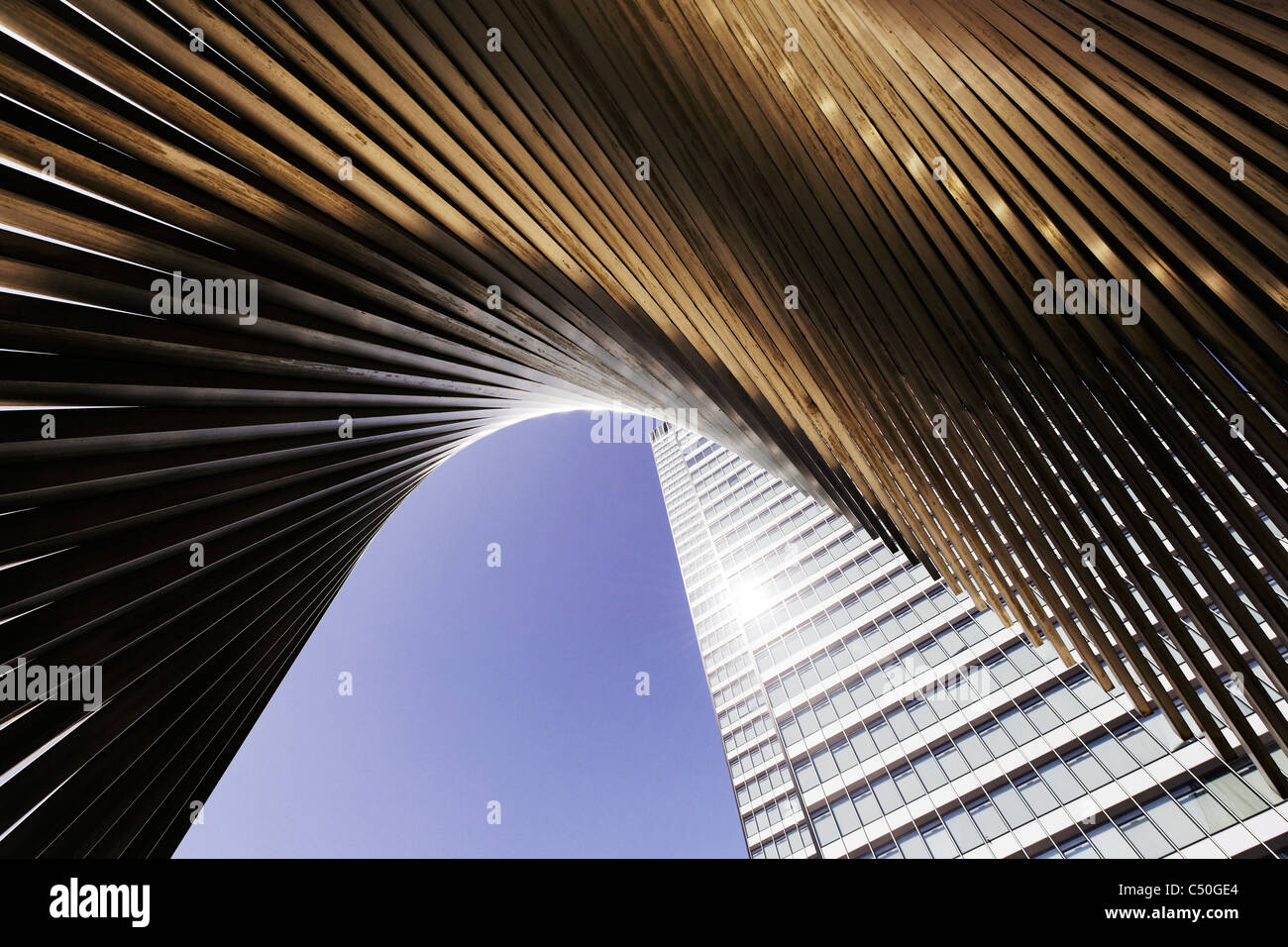 DZ Bank Tower, SELMI-Stadt Wolkenkratzer, 142 Meter hoch, kreative, urban, Platz der Republik, Frankfurt Am Main, Hessen, Deutschland Stockfoto