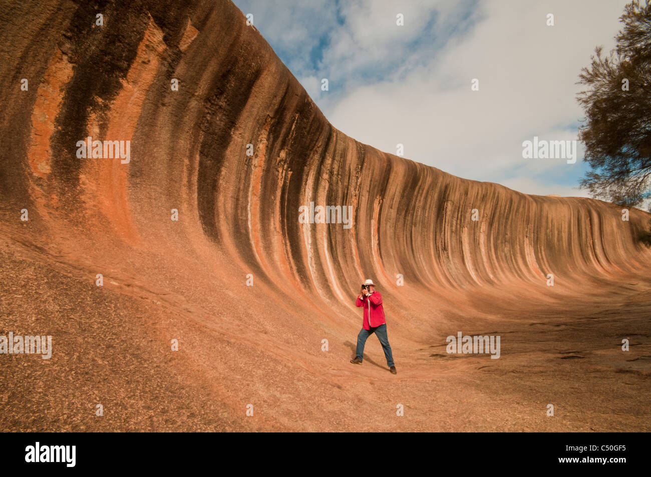 Fotografieren Wave Rock eine natürliche geologische Formation in der Nähe von Hyden im Westen Australien Stockfoto