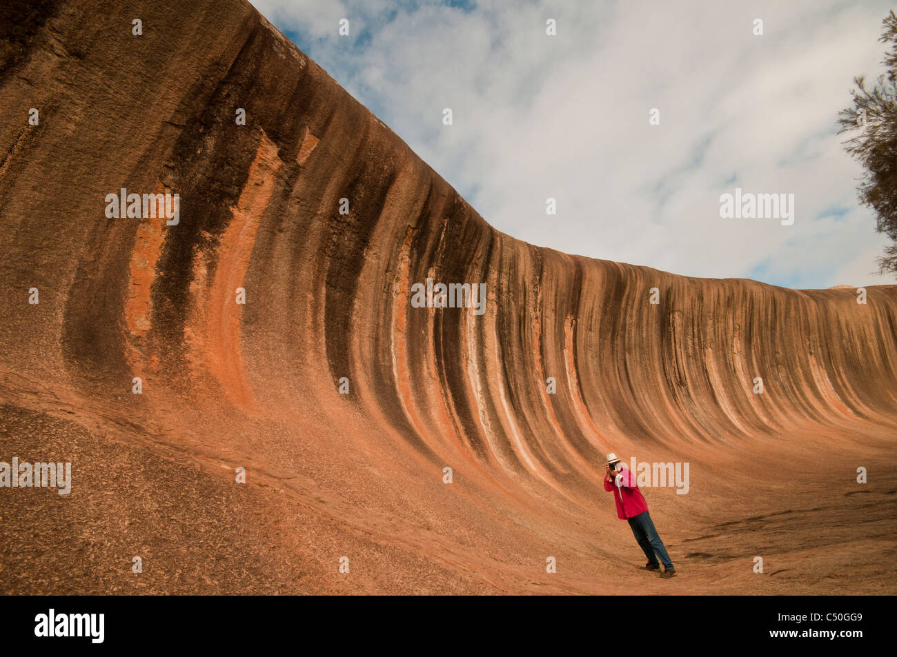 Fotografieren Wave Rock eine natürliche geologische Formation in der Nähe von Hyden im Westen Australien Stockfoto