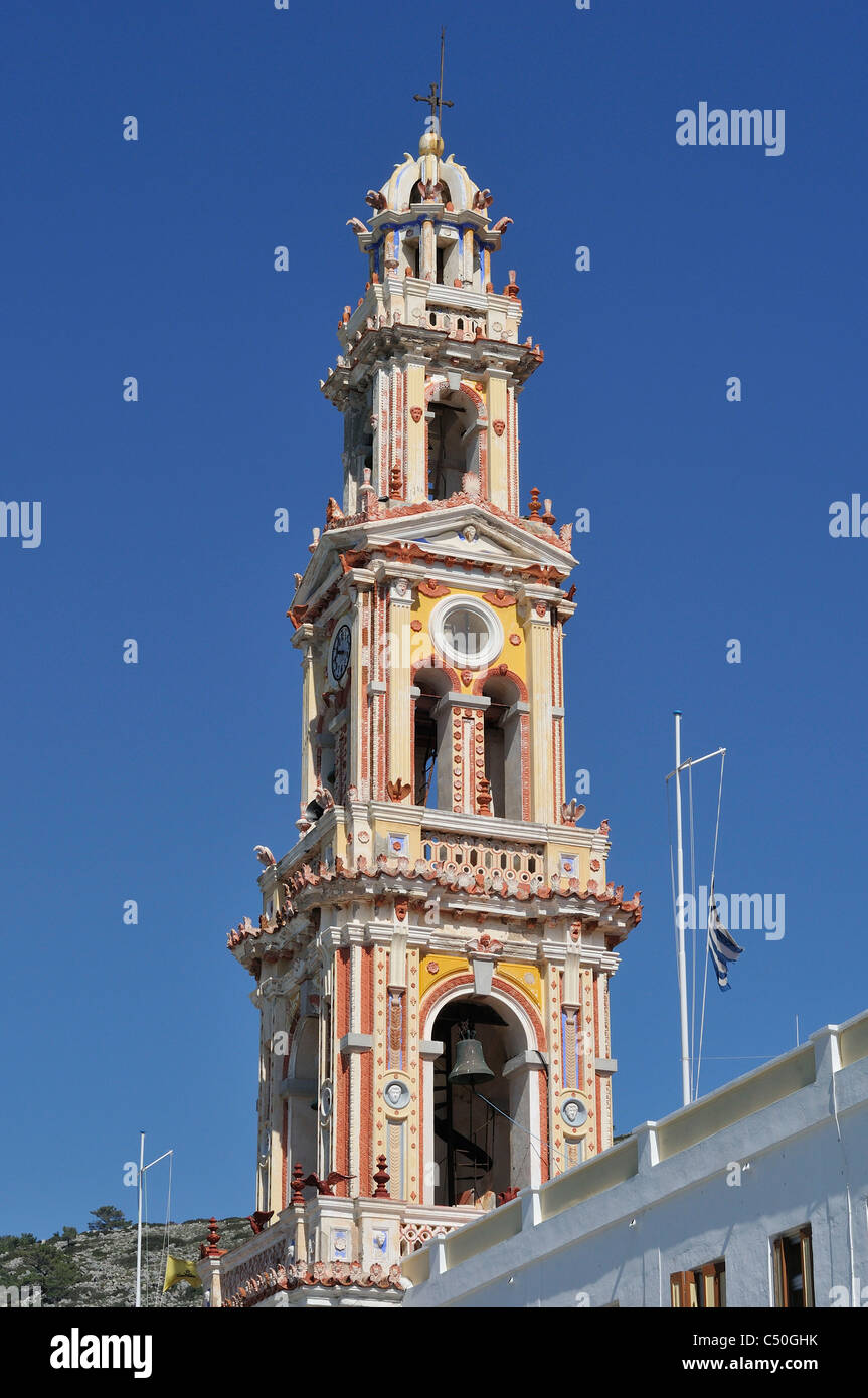 Symi. Dodekanes-Inseln. Griechenland. Kloster von Michael Panormitis / Moni Taxarhou Mihail. Stockfoto