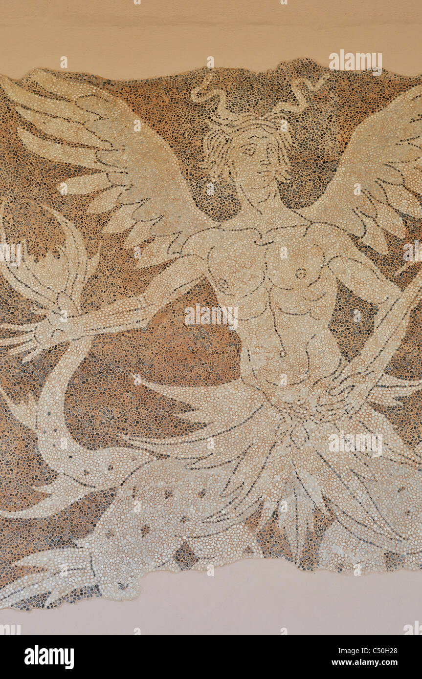 Rhodos. Griechenland. Archäologisches Museum, Old Town, Rhodos-Stadt. Mosaik Boden mit Darstellung der Triton. 3. JH. V. CHR. Stockfoto
