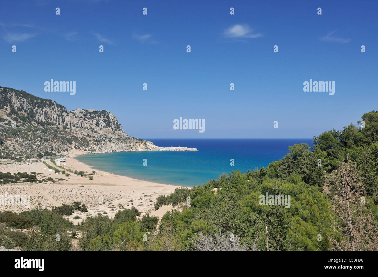 Rhodos. Dodekanes-Inseln. Griechenland. Tsambika Strand. Stockfoto