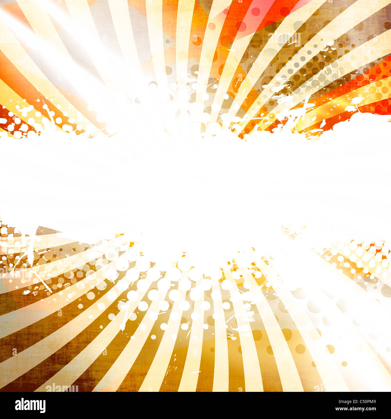Eine abstrakte Goldgrund Layout mit Rasterpunkte und Negativraum. Stockfoto