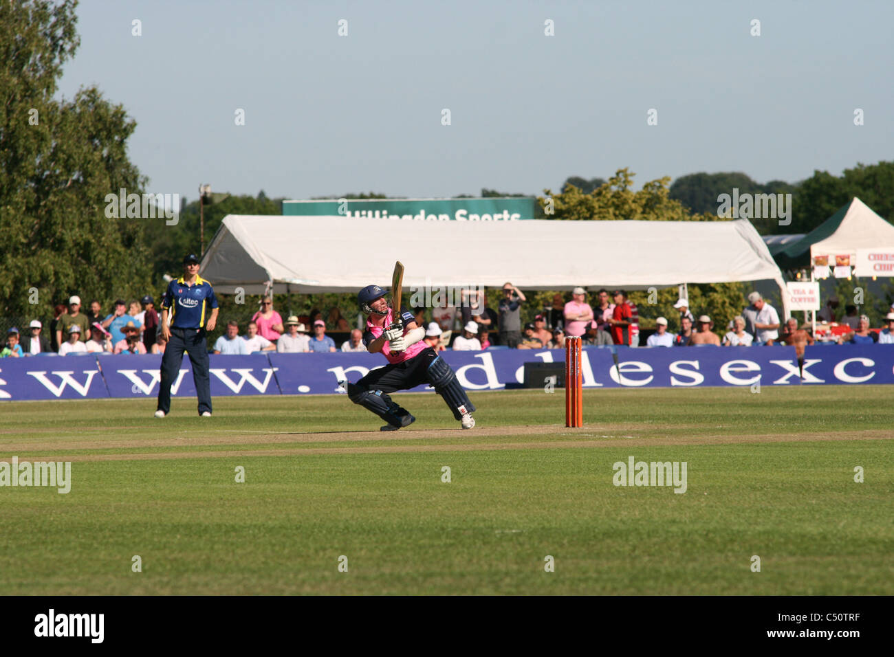 T20 20 Cricket Middlesex Panthers Vs Gloucestershire Gladiatoren in Uxbridge Stockfoto