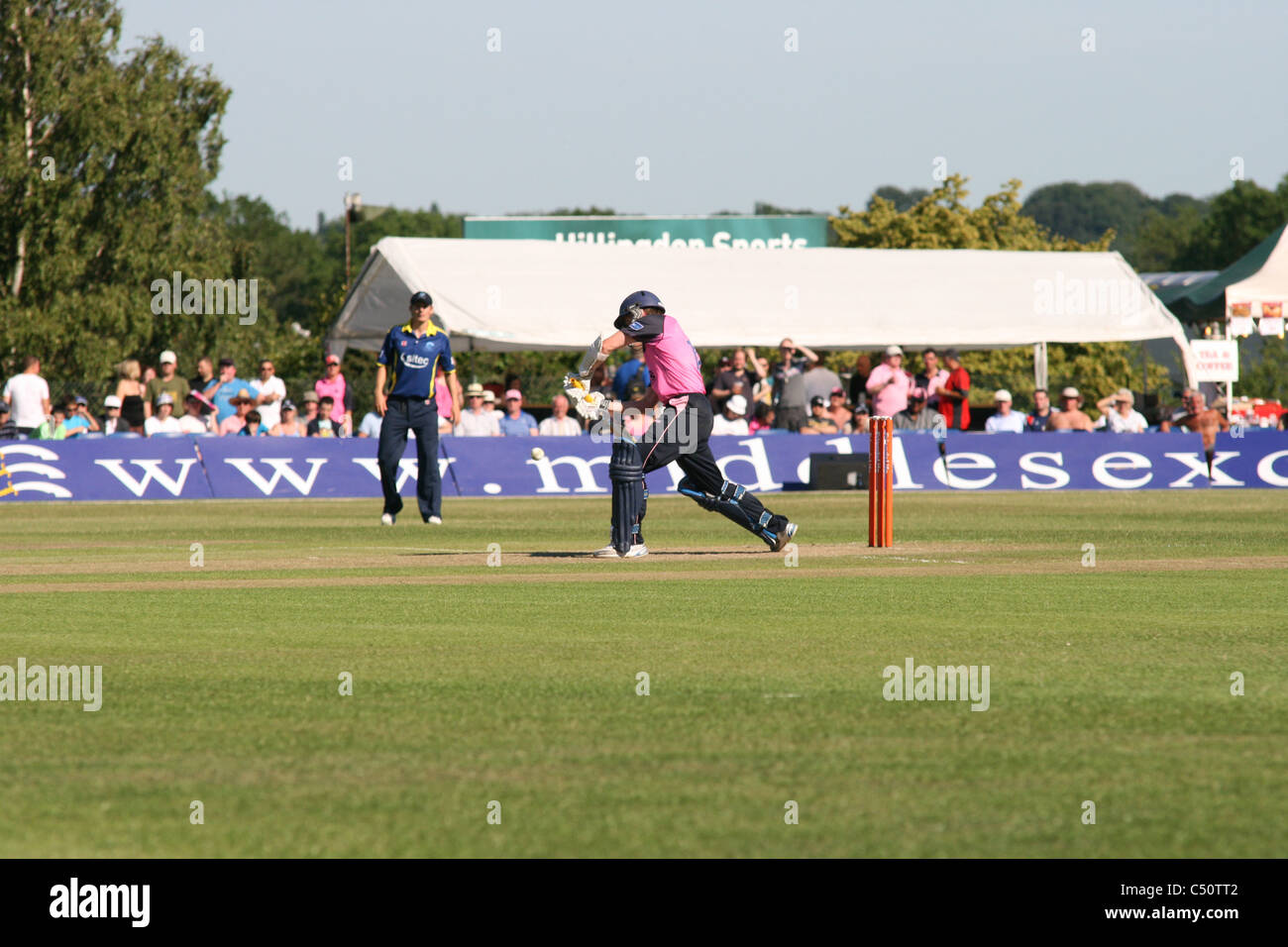 T20 20 Cricket Middlesex Panthers Vs Gloucestershire Gladiatoren in Uxbridge Stockfoto