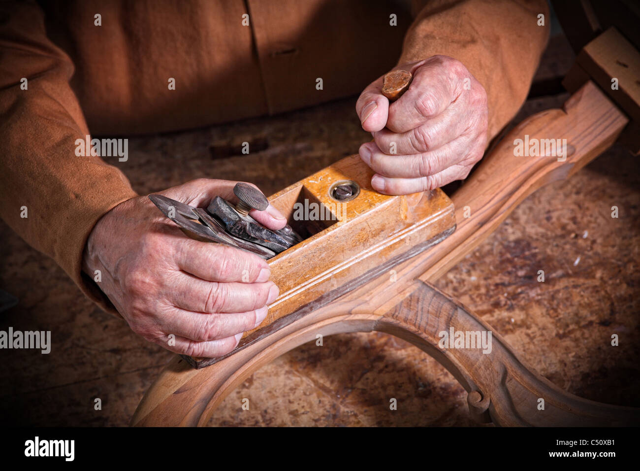 feines Portrait Alter Handwerker detail Stockfoto