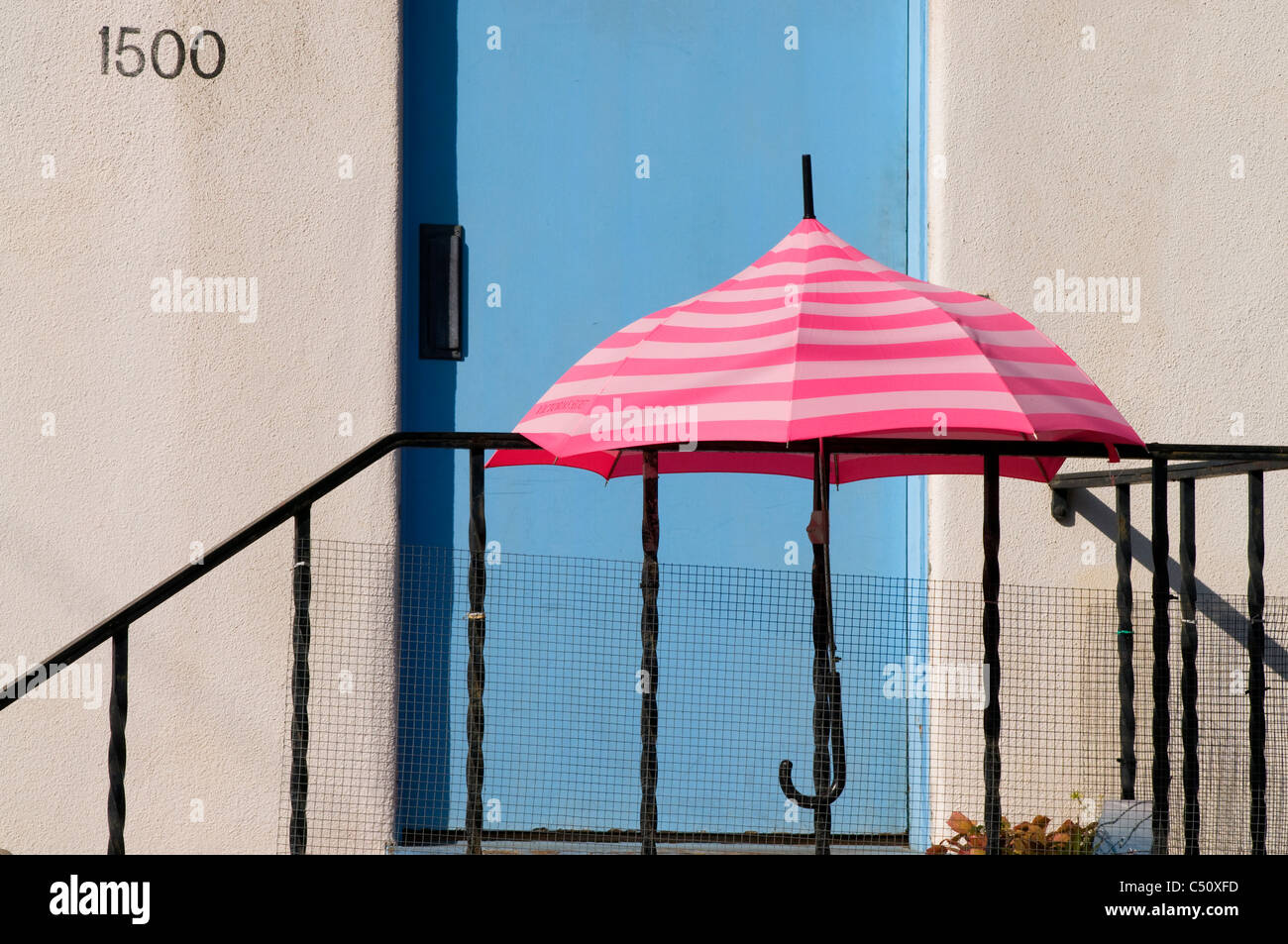 Rosa Regenschirm Stockfoto