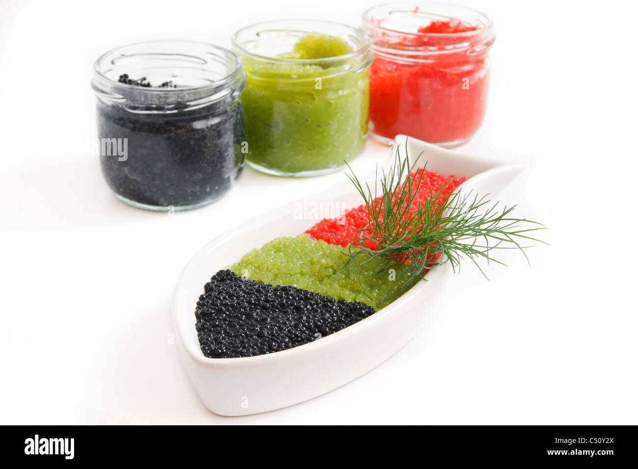 Kaviar Gourmet-Vorspeise in einem Glas Stockfoto