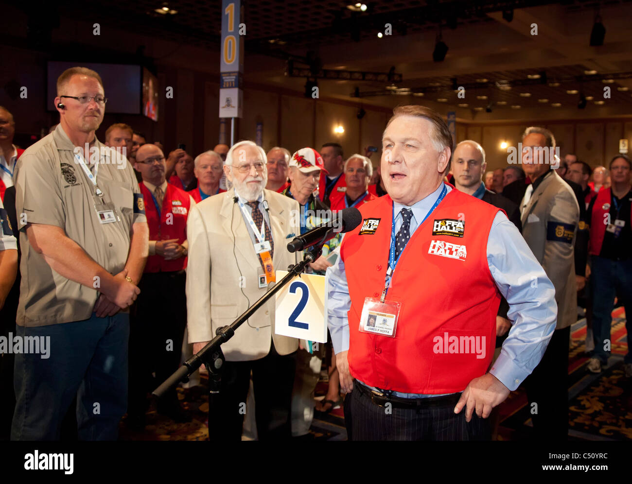 Las Vegas, Nevada - James Hoffa nimmt Nominierung für Wiederwahl als Präsident der Teamsters auf der Union Convention. Stockfoto