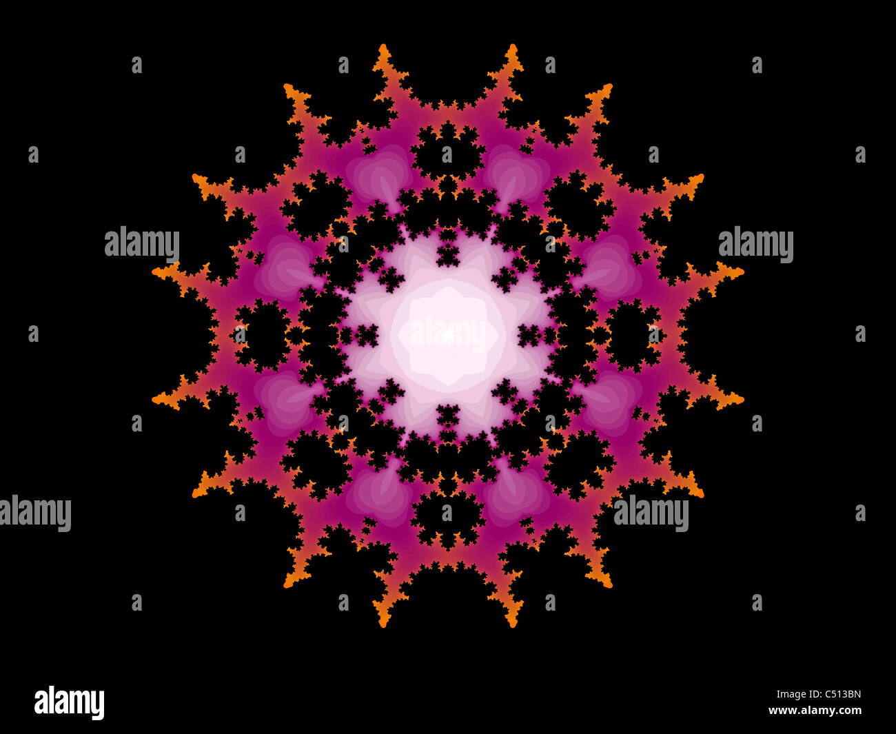 Lila Kaleidoskop Muster mit dem ChaosPro Programm erstellt Stockfoto