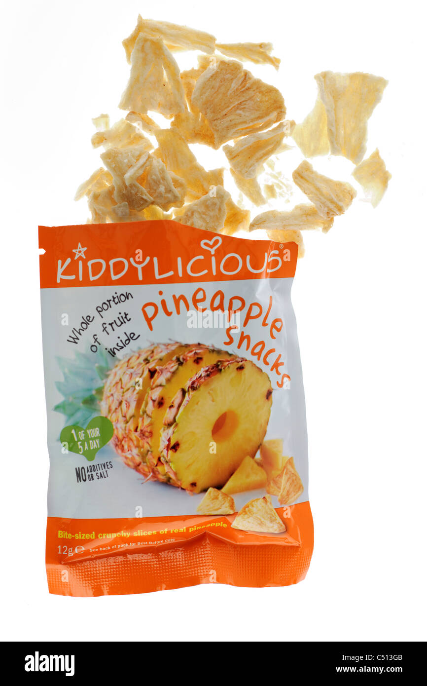 Beutel mit Kiddylicious echte Ananas Snacks gesunde 12 Gramm Kinder behandeln Stockfoto