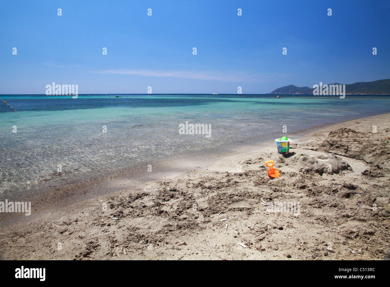 Blick von der Strand der Cala Martina, Punta Arabi, Ibiza, Spanien Stockfoto