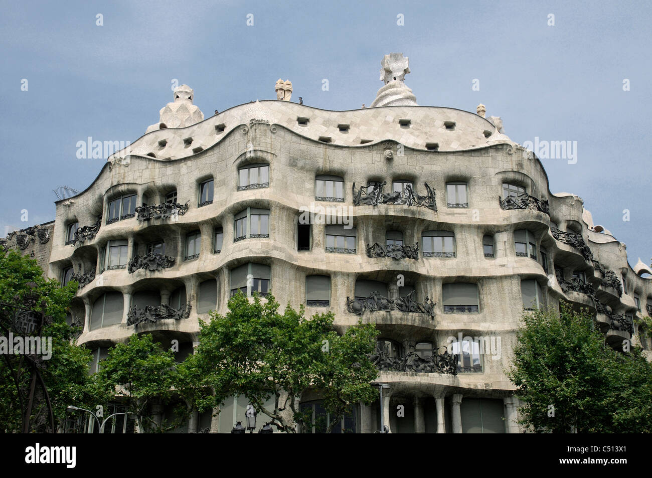 Spanien, Barcelona, äußere des Casa Mila von Antoni Gaudi Stockfoto