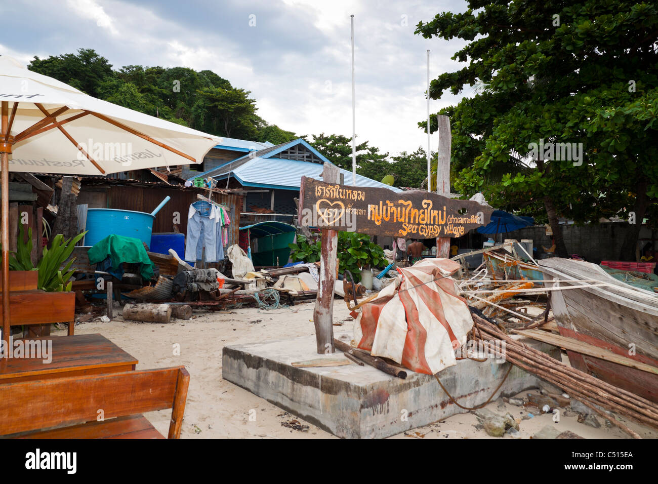 Sea Gypsy Village in Phi Phi Island, Thailand. Stockfoto