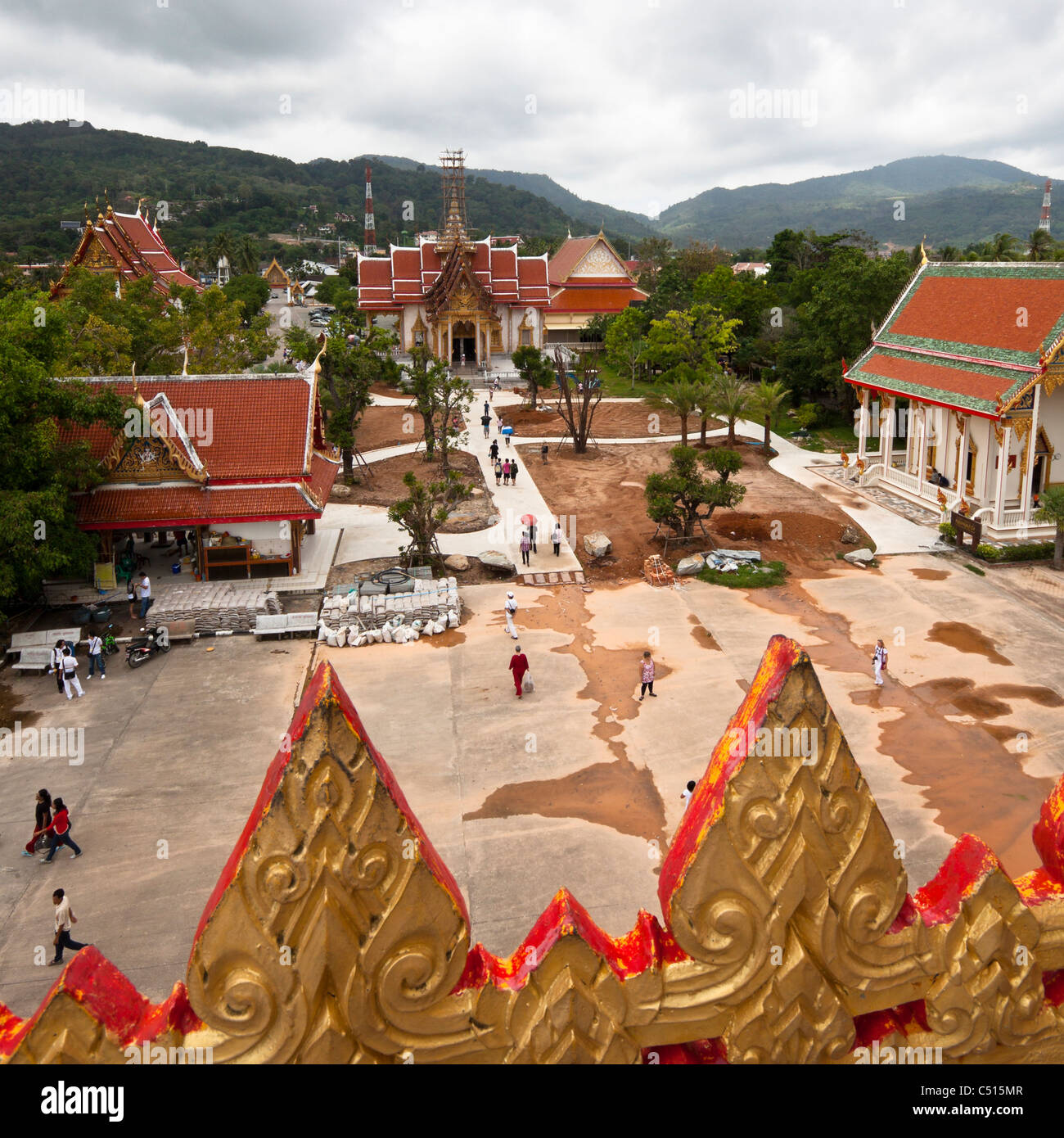 Wat Chalong - buddhistischen Tempel in Phuket, Thailand. Wat Chalong ist der größte und am meisten besuchten Tempel Phukets. Stockfoto