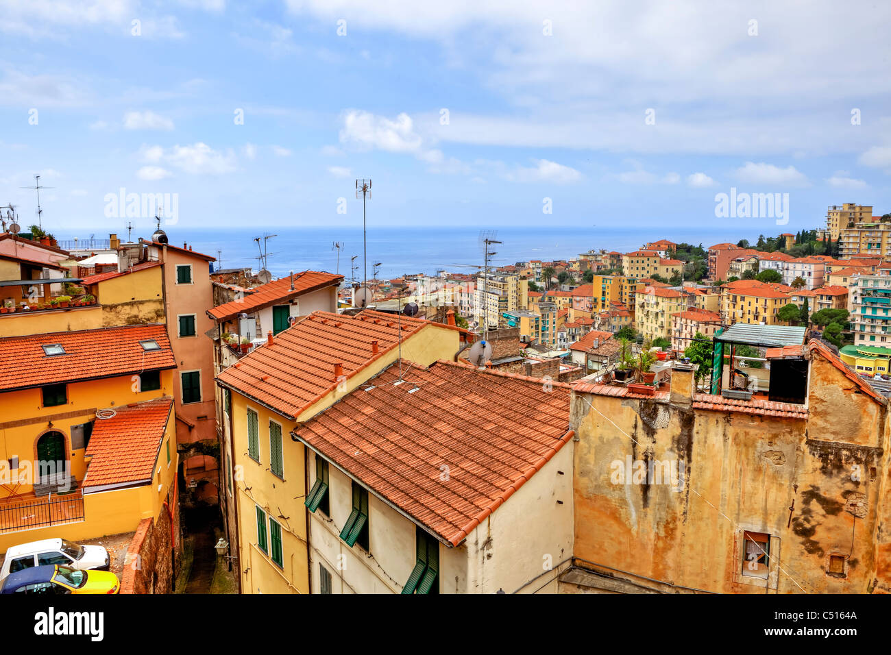 Blick auf San Remo, mit Blick auf das Mittelmeer Stockfoto