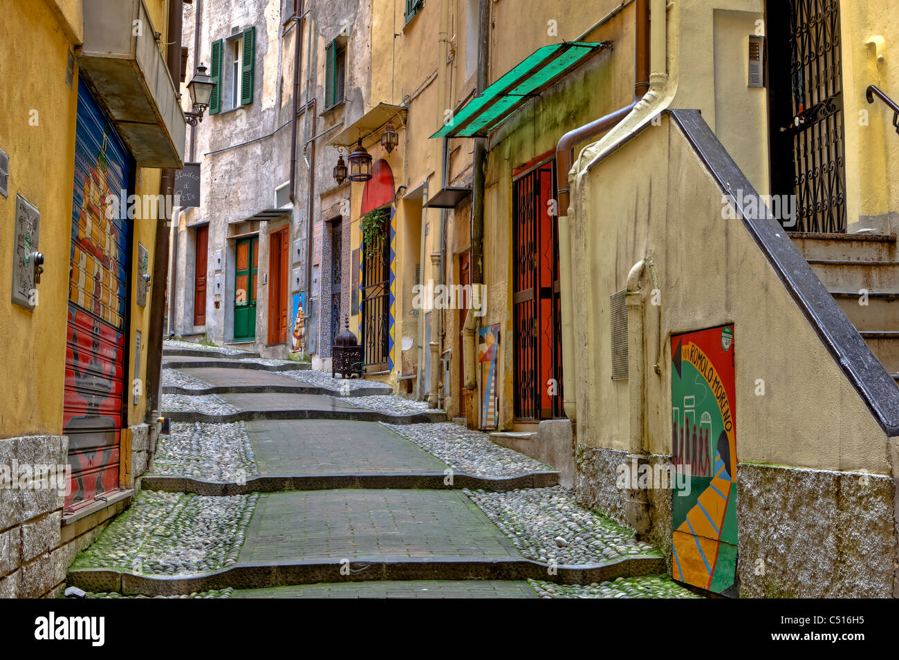 mittelalterliche alte Stadt Sanremo, namens Pigna, mit verwinkelten Gassen Stockfoto