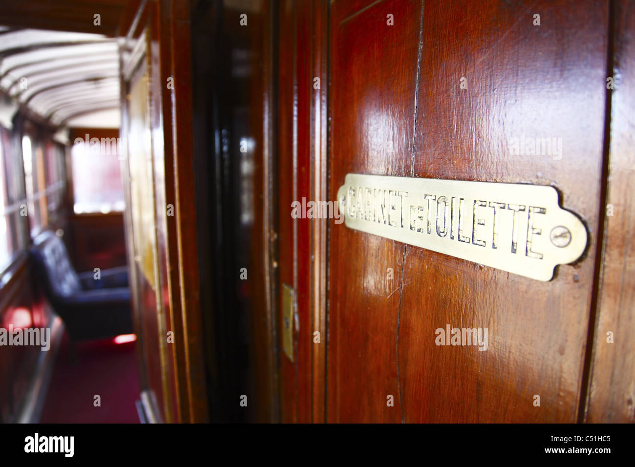 Afrika, Tunesien, Metlaoui, rote Eidechse (Lezard Rouge) Zug, innere hölzerne Badezimmertür Stockfoto