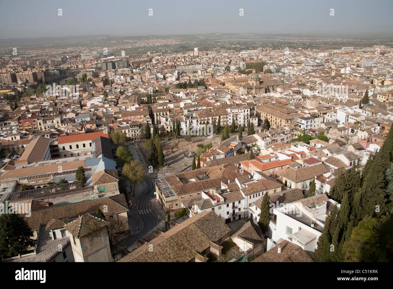 Granada Spanien Dach Dächer Terracotta Landschaft Vista Landschaft veiw Stockfoto