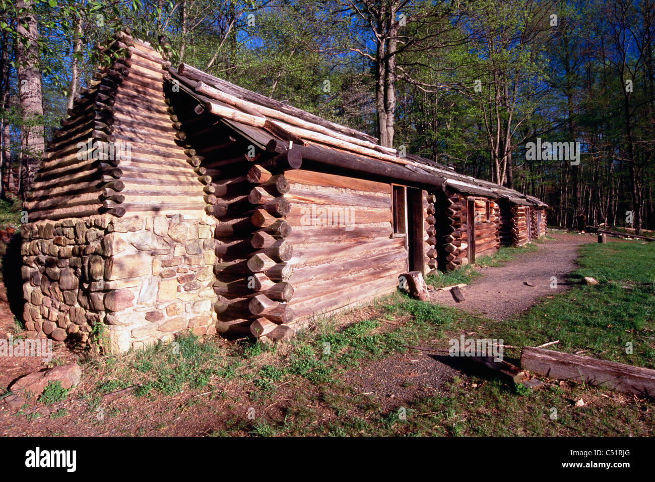 Reproduktion-Soldat-Hütten der Kontinentalarmee, Jockey hohl, Morristown nationaler historischer Park, New Jersey Stockfoto