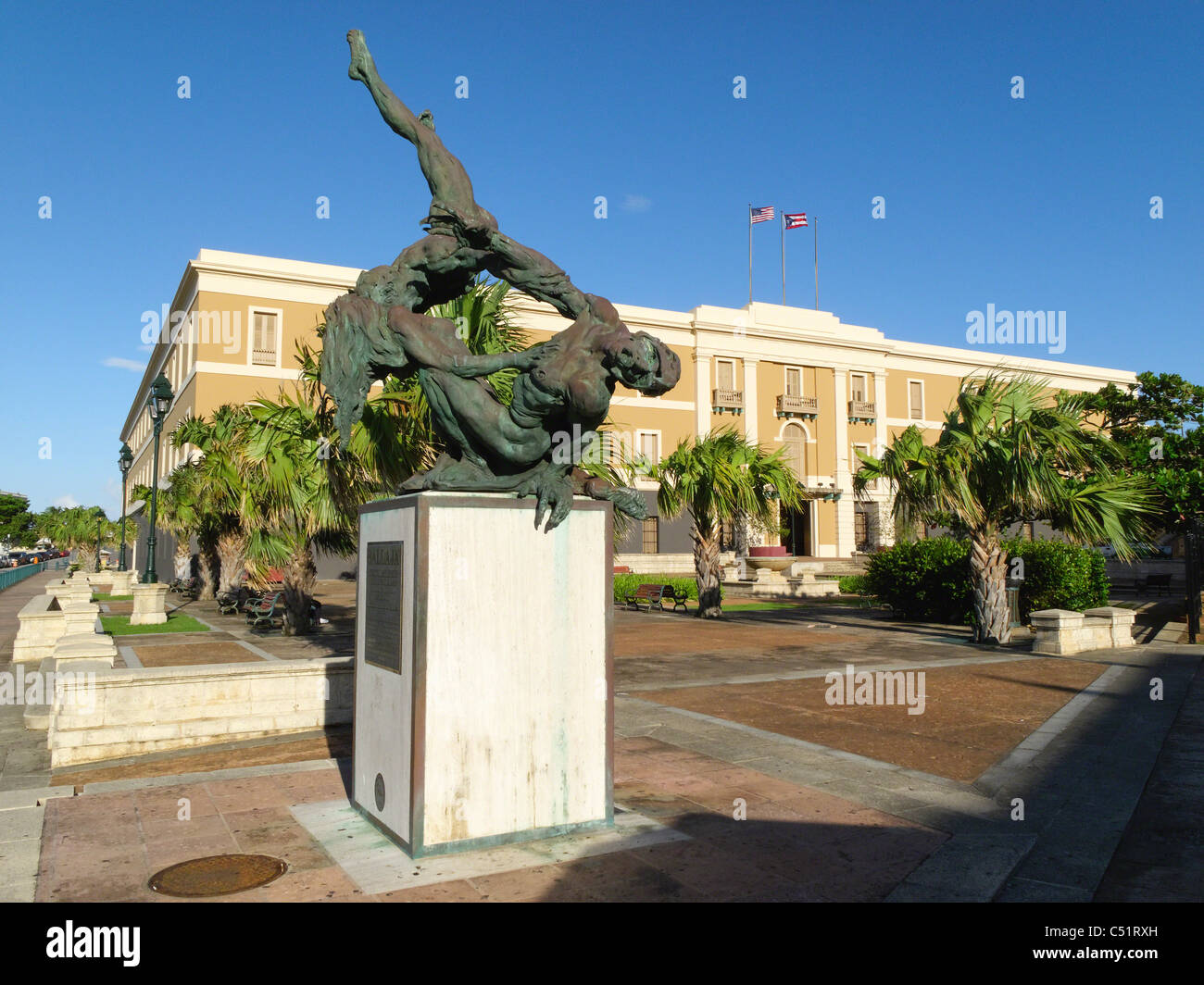 Die Skulptur Ballaja in Old San Juan Stockfoto