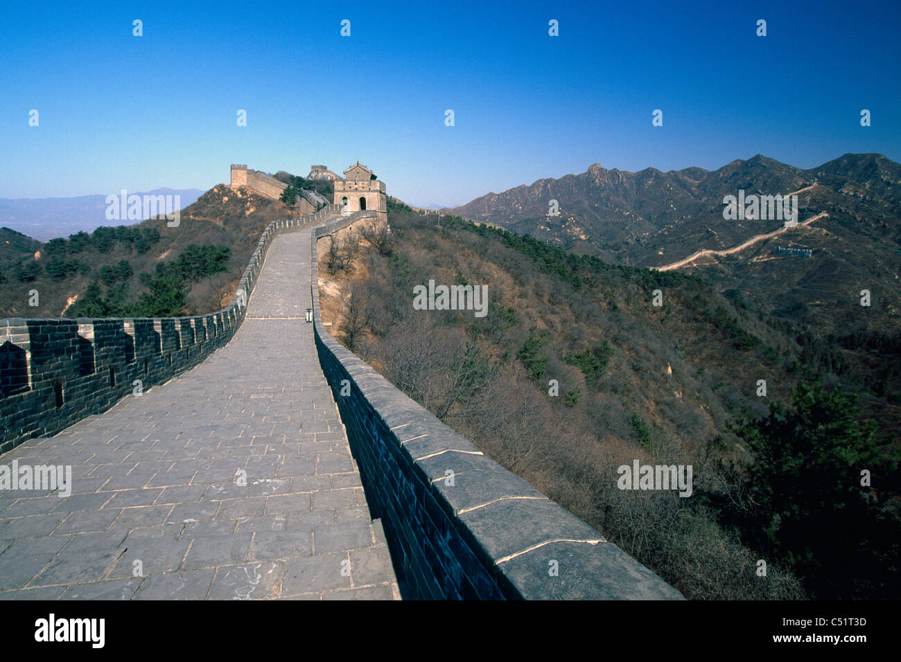Great Wall Of China mit Pfeil Türmen, Badaling-Abschnitt Stockfoto