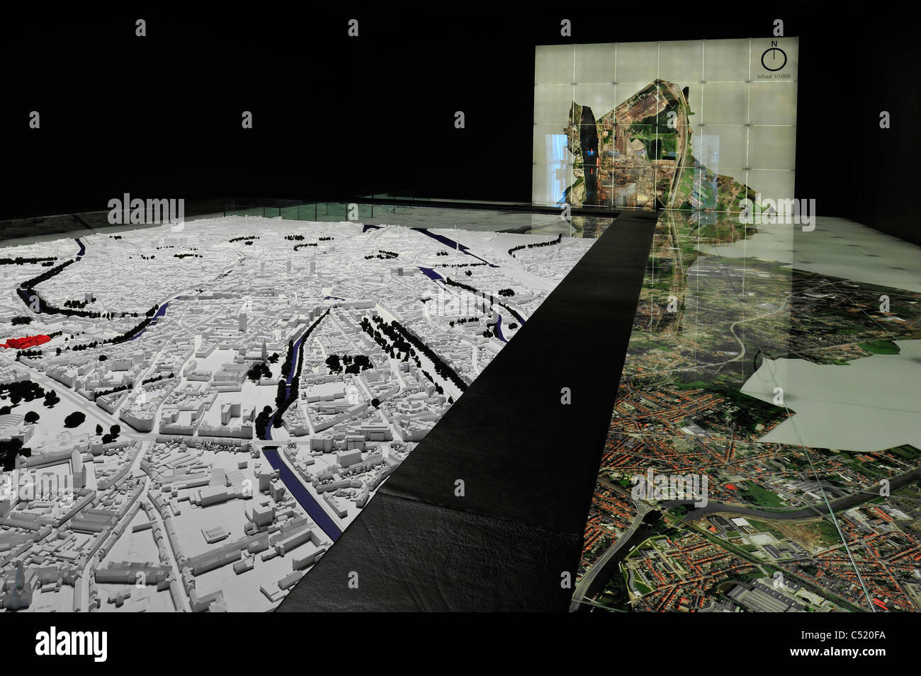 Scale-Modell und Luftaufnahmen Foto der Stadt Ghent im STAM, Stadtmuseum Gent, Belgien Stockfoto