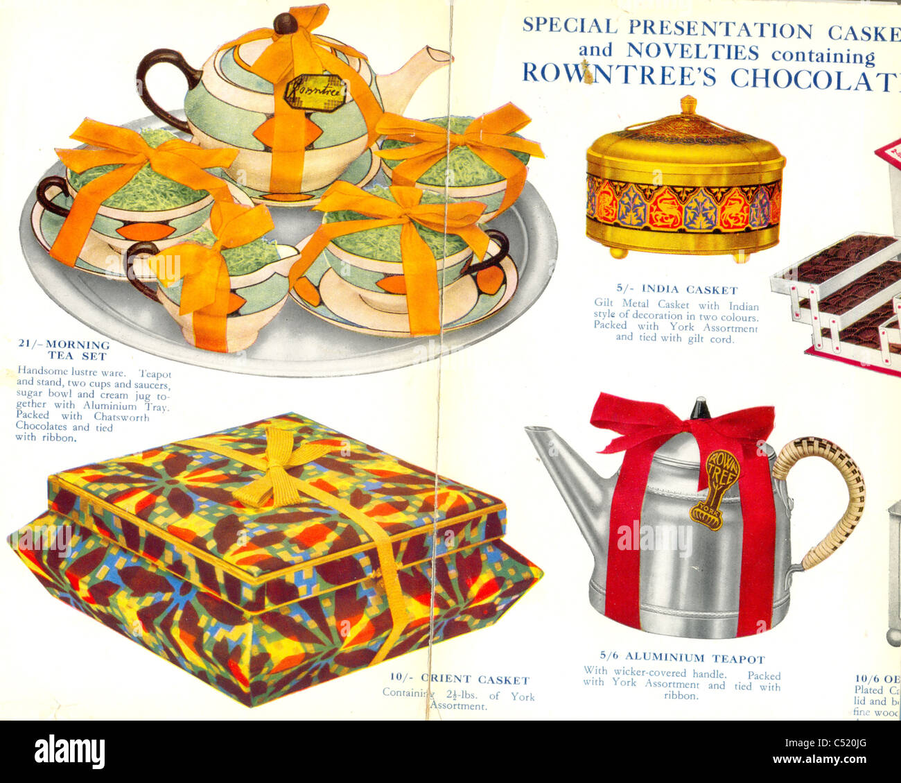 Preisliste für Rowntree Pralinen Stockfoto