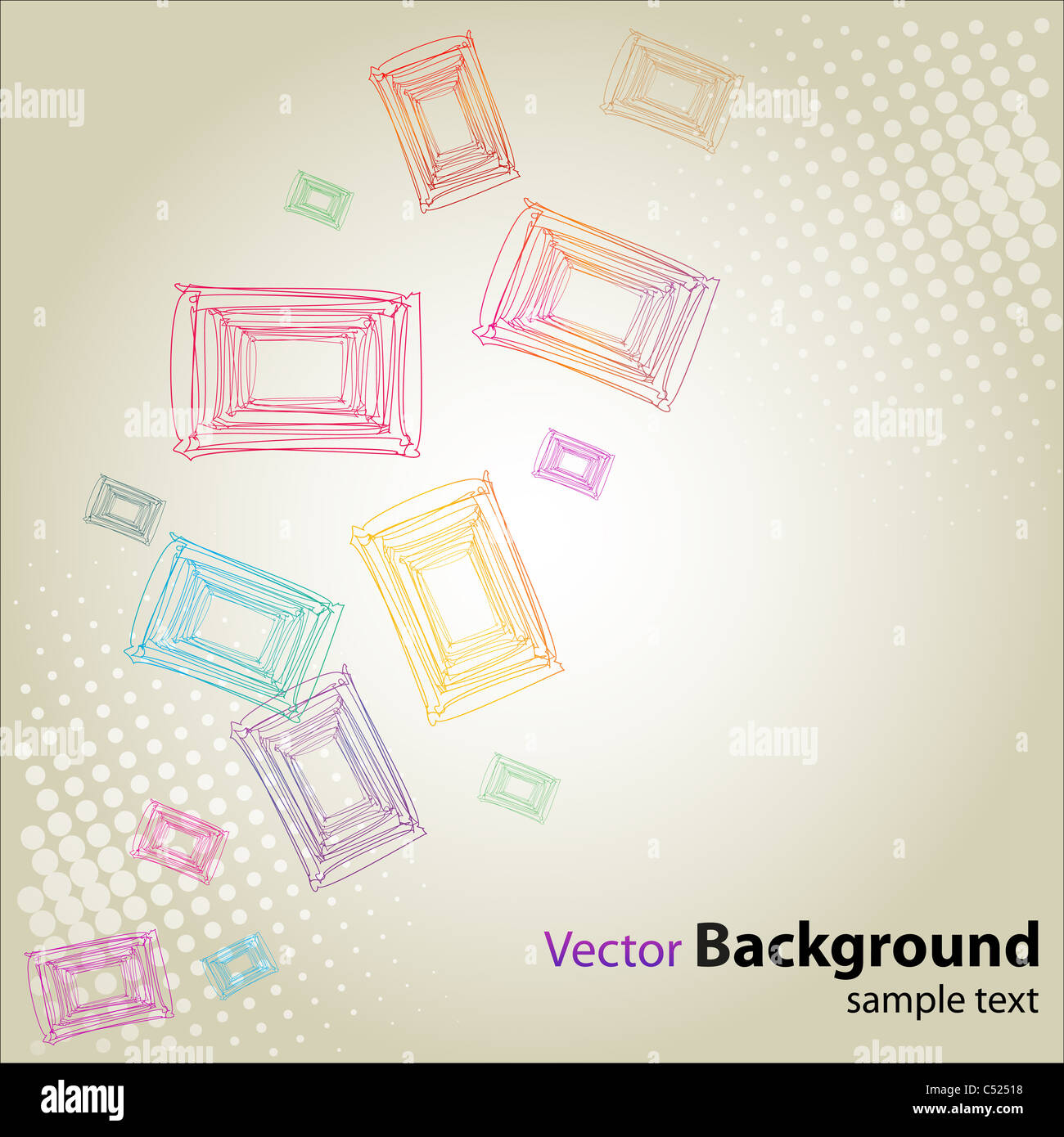 Illustration der Vektor abstrakten Hintergrund mit bunten Rechteck auf Halbton-Hintergrund Stockfoto