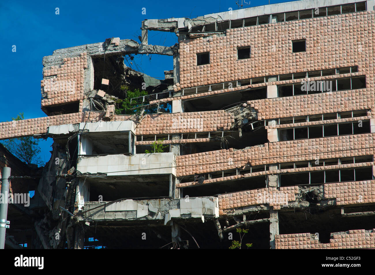 Außenministerium Regierungsgebäude beschädigt 1999 NATO Luftangriffe Belgrad Hauptstadt Europas Serbien Stockfoto