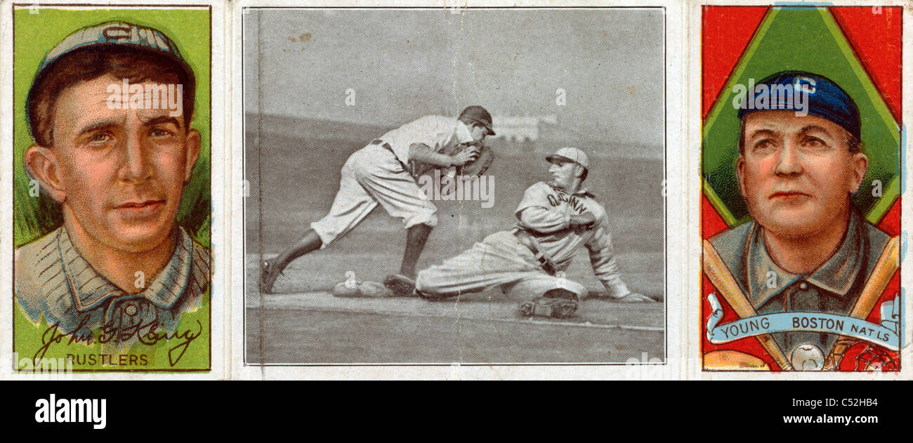 John Kling und Denton T. Young, Boston Rustlers, Baseball-Karte-Porträt Stockfoto