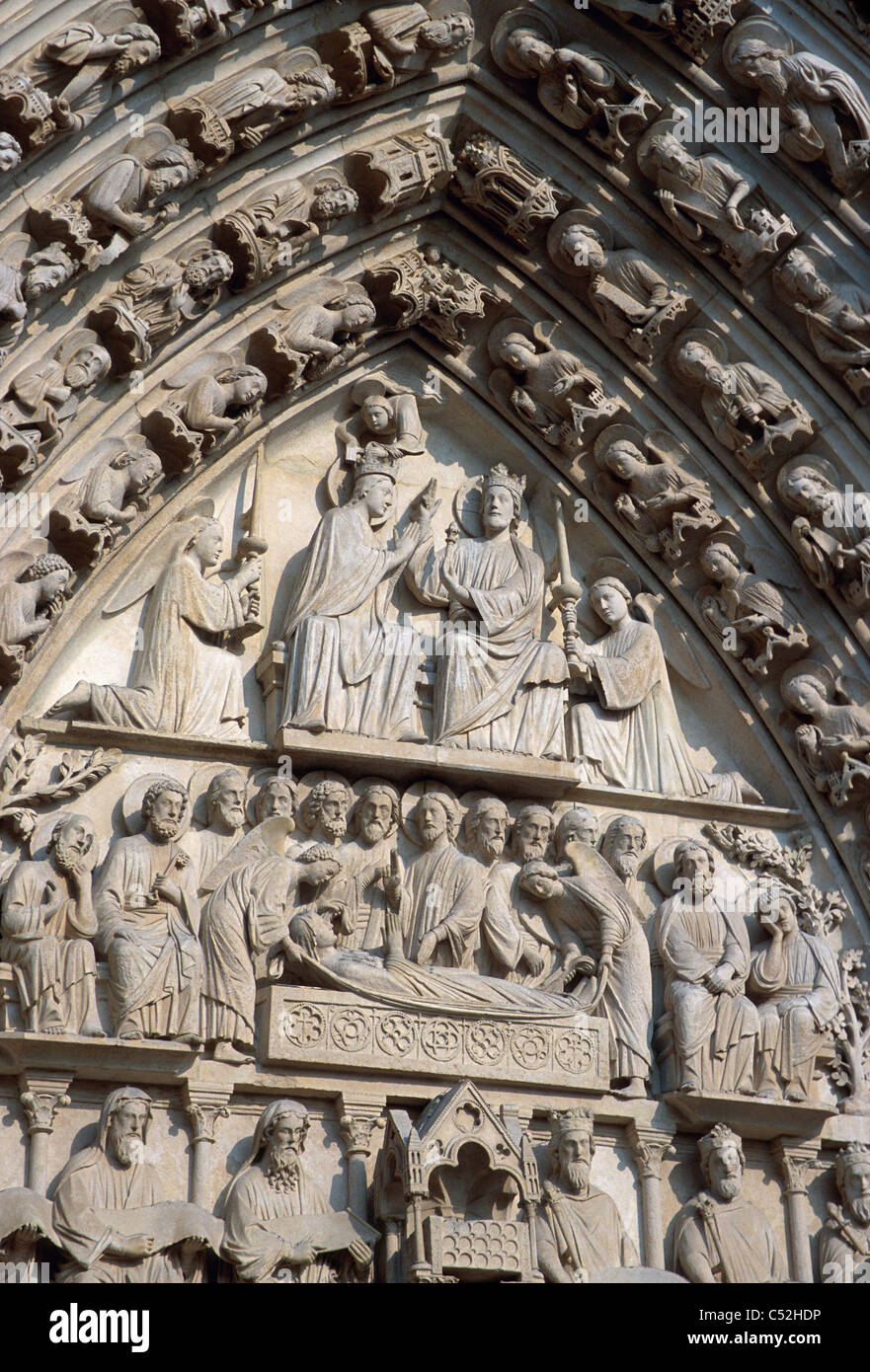 Kathedrale Notre-Dame Coronoation Mariens, Paris, Frankreich. Stockfoto