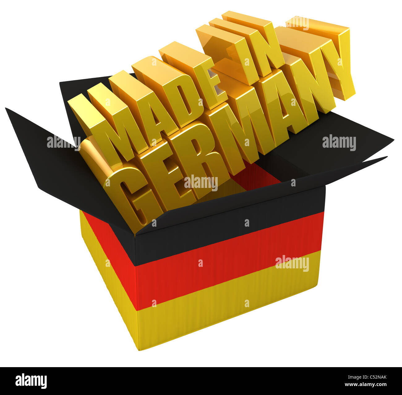 Made in Germany. 3D-Illustration Konzept isoliert auf weiss Stockfoto