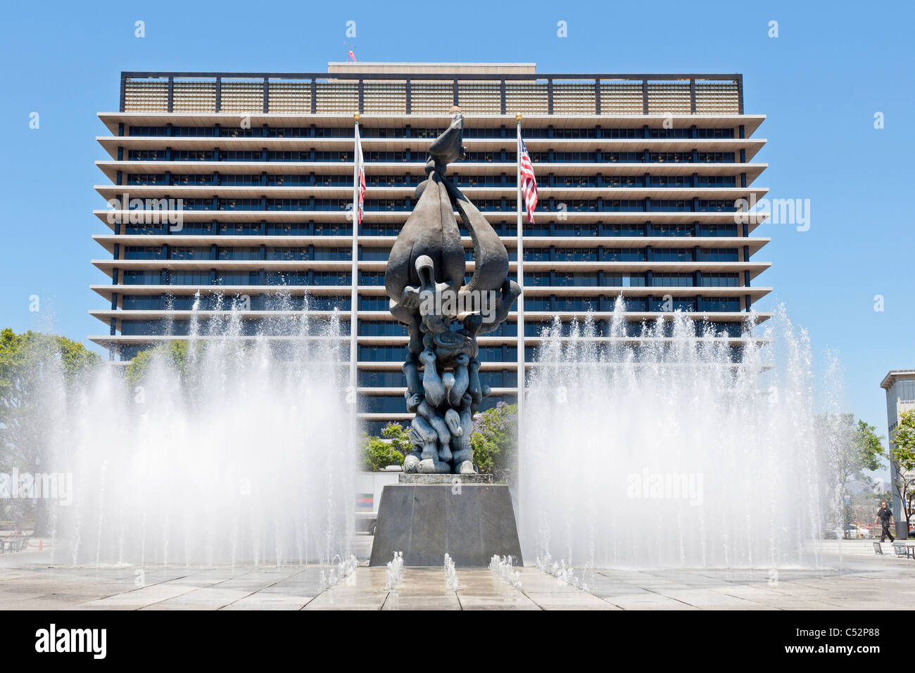 Den berühmten Brunnen an der Los Angeles Music Center in Downtown Los Angeles. Stockfoto