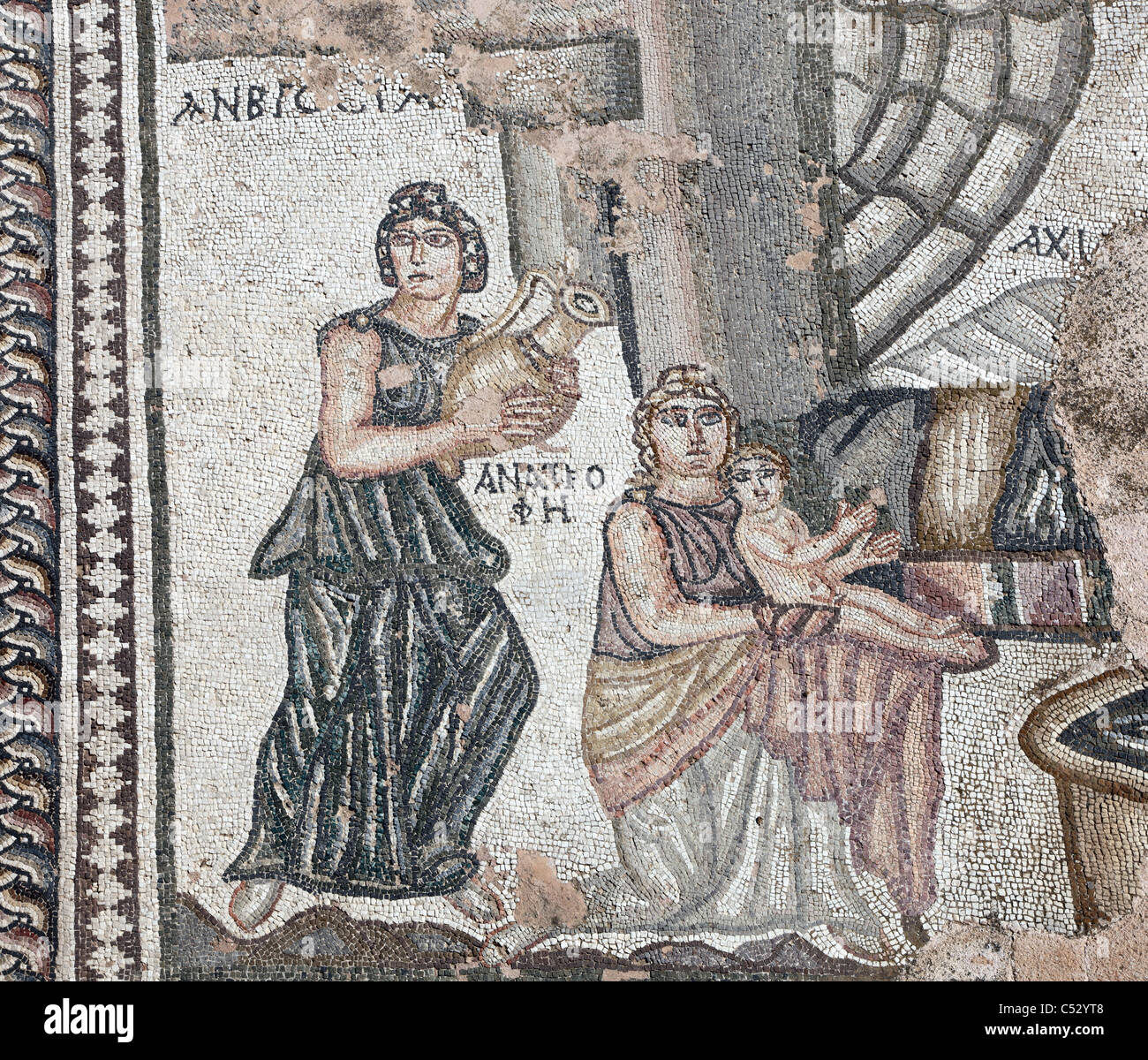 Römischen Mosaikboden, Haus des Theseus, Weltkulturerbe Paphos, Zypern Stockfoto