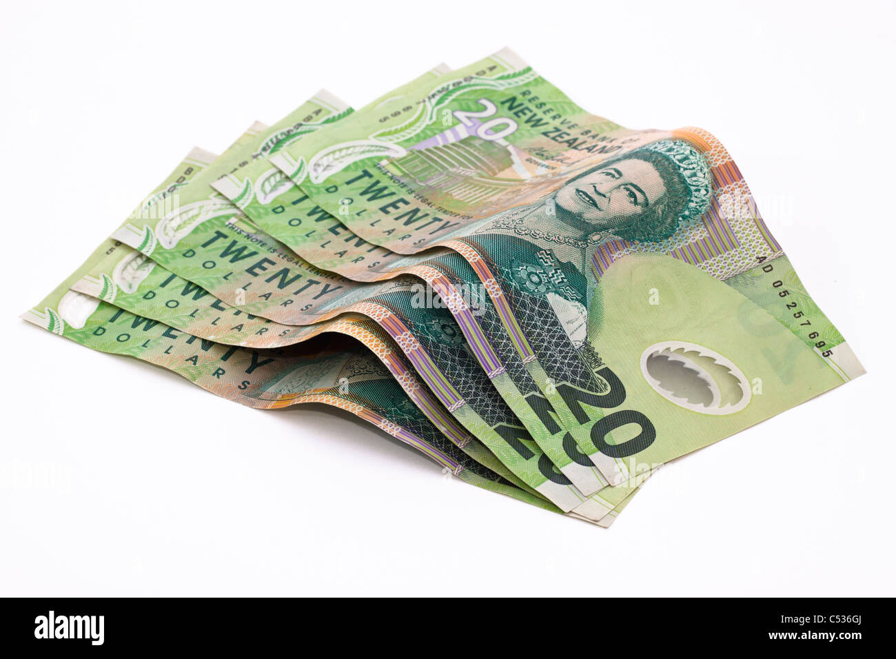Dollarnoten in Neuseeland Währung Stockfoto