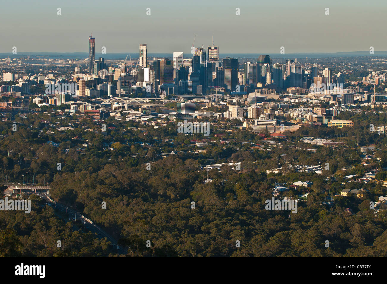 Brisbane Stadt vom Mt. Cootha Lookout, Queensland, Australien Stockfoto