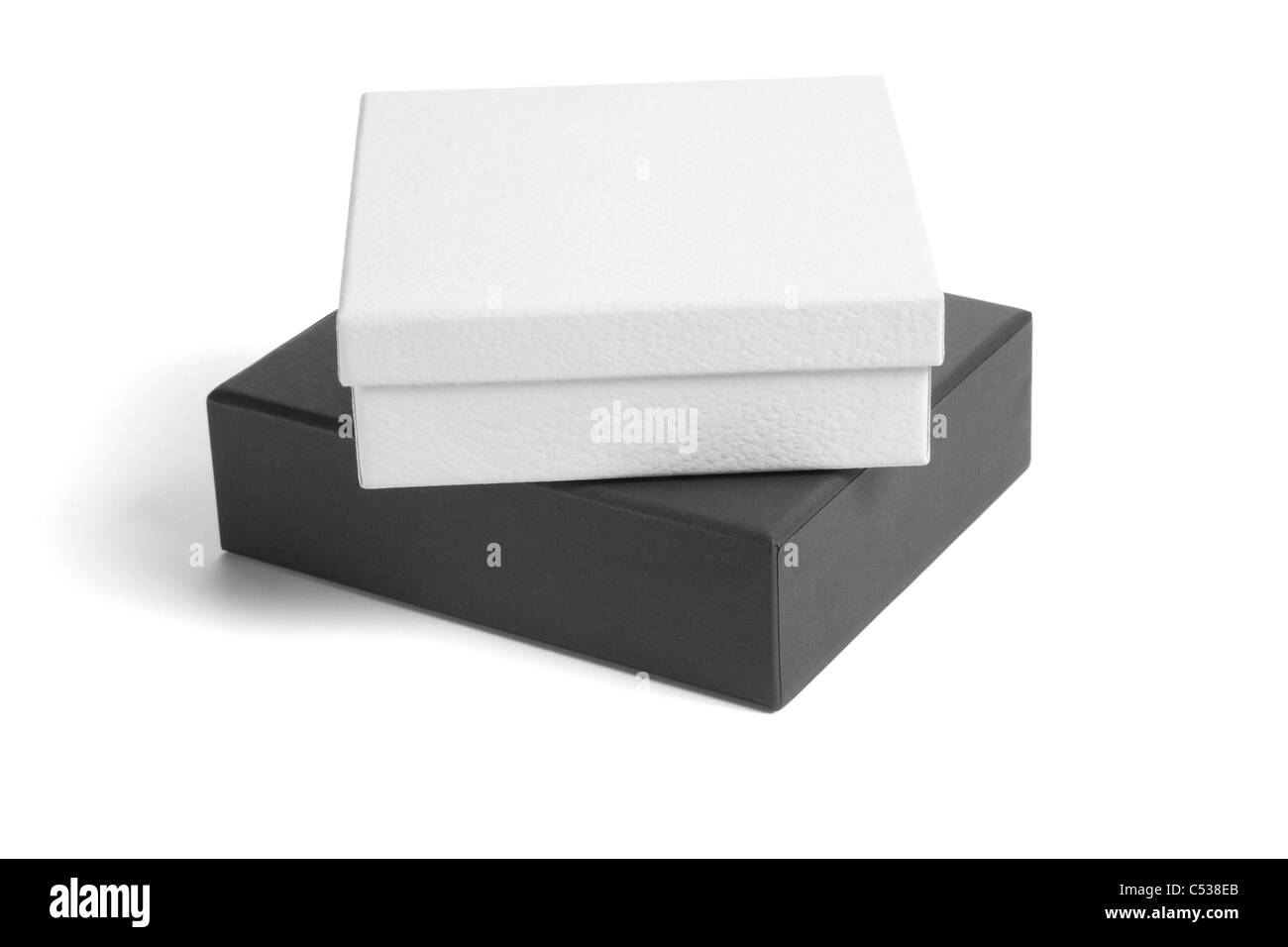 Schwarz / weiß-Geschenk-Boxen auf isolierte Hintergrund Stockfoto